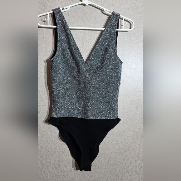 Zara Glittery Silver and Black Kids Bodysuit - Picture 2 of 4